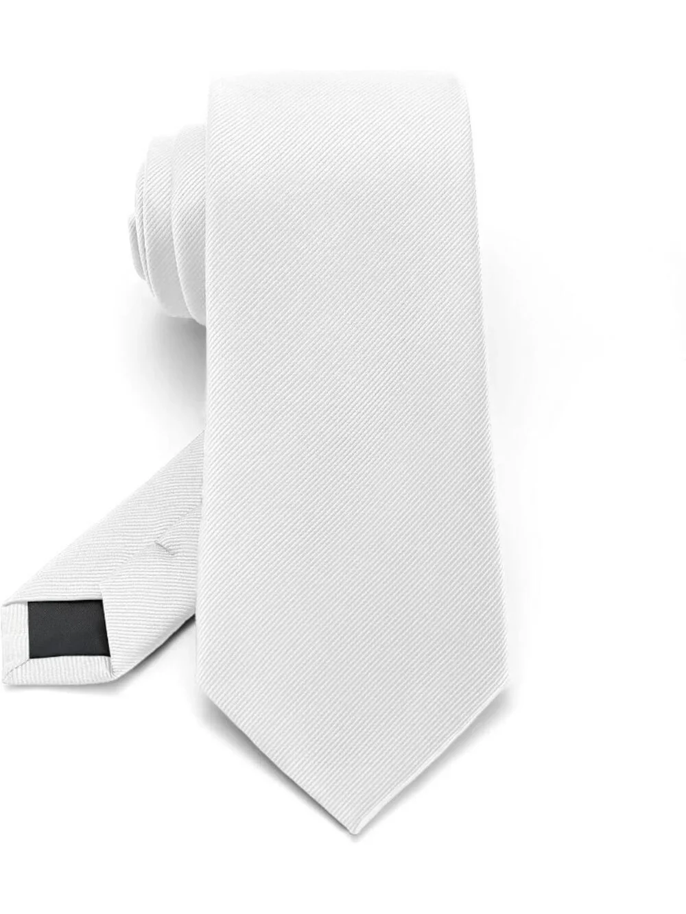 Men's White Twill Diagonal Textured Silk Formal Necktie For Business Dress